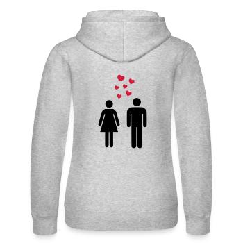 in love - Women’s Hooded Sweater by Russell - heather grey - Back - Marisol (170cm)