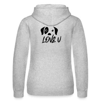 🐾 Love U 🐾 - Frauen Kapuzen Sweater von Russell - Grau meliert - Hinten - Marisol (170cm)