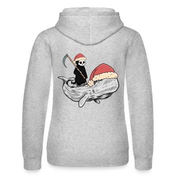 Whale Whale Death Fantasy Dark Ocean Fish Fish - Women’s Hooded Sweater by Russell - heather grey - Back - Marisol (170cm)