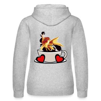 Kaffee Pause Fisch Koffein Erfrischung Fantasy - Frauen Kapuzen Sweater von Russell - Grau meliert - Hinten - Marisol (170cm)
