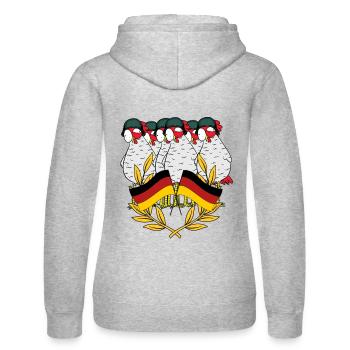 Deutschland Soldaten Hühner Krieger Veteran Helm - Frauen Kapuzen Sweater von Russell - Grau meliert - Hinten - Marisol (170cm)