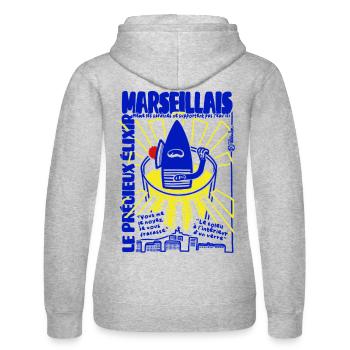 Apéritif Marseillais  - Sweat à capuche Russell Femme - gris chiné - Dos - Marisol (170cm)