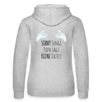 Sorry Jungs Papa sagt keine Dates Geschenk Idee - Frauen Kapuzen Sweater von Russell - Grau meliert - Hinten - Marisol (170cm)