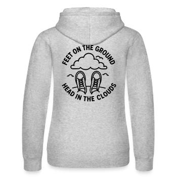 Les pieds sur terre – Conception la tête dans les nuages - Sweat à capuche Russell Femme - gris chiné - Dos - Marisol (170cm)