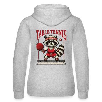 Tischtennis Waschbär für Sportfans - Frauen Kapuzen Sweater von Russell - Grau meliert - Hinten - Marisol (170cm)