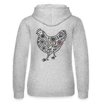 Ostern Huhn Mit Blumen Vintage Hühner Design - Frauen Kapuzen Sweater von Russell - Grau meliert - Hinten - Marisol (170cm)