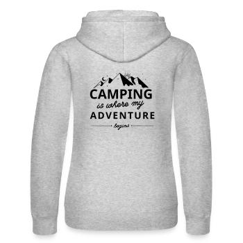 Camping is where my adventure begins | Camper - Frauen Kapuzen Sweater von Russell - Grau meliert - Hinten - Marisol (170cm)