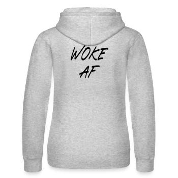 Woke AF - Sweat à capuche Russell Femme - gris chiné - Dos - Marisol (170cm)