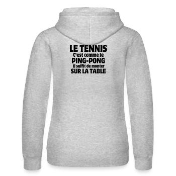 tennis, tennis humour, ping-pong - Sweat à capuche Russell Femme - gris chiné - Dos - Marisol (170cm)