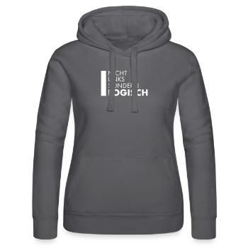 Nicht links sondern logisch politisch Spruch - Frauen Kapuzen Sweater von Russell - Schwarz - Vorne - Marisol (170cm)