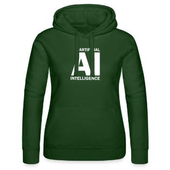 Artificial Intelligence - Women’s Hooded Sweater by Russell - bottle green - Front - Liana (172cm)