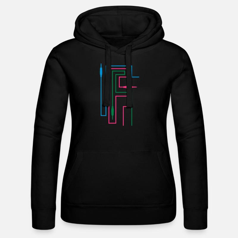 TON TRON - jack plug with cable - Women’s Hooded Sweater by Russell - black