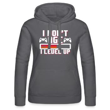 I don't age I level up Geburtstag Gamer Nerd Humor - Women’s Hooded Sweater by Russell - black - Front - Marisol (170cm)