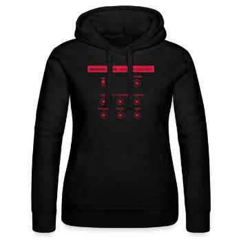 electronic_music - Women’s Hooded Sweater by Russell - black - Front - Marisol (170cm)