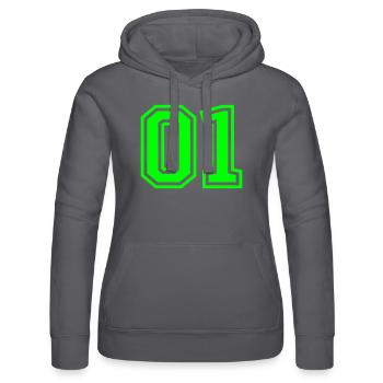 01 One Number - Women’s Hooded Sweater by Russell - black - Front - Marisol (170cm)