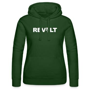 Revolt - Guy Fawkes - Women’s Hooded Sweater by Russell - bottle green - Front - Liana (172cm)