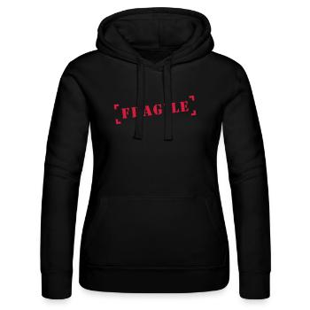 fragile achtung Vorsicht zerbrechlich - Frauen Kapuzen Sweater von Russell - Schwarz - Vorne - Marisol (170cm)