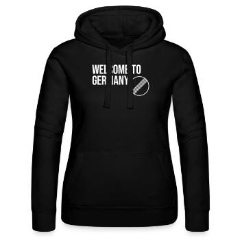 WELCOME TO GERMANY by Unbegrenzt Apparel - Frauen Kapuzen Sweater von Russell - Schwarz - Vorne - Marisol (170cm)
