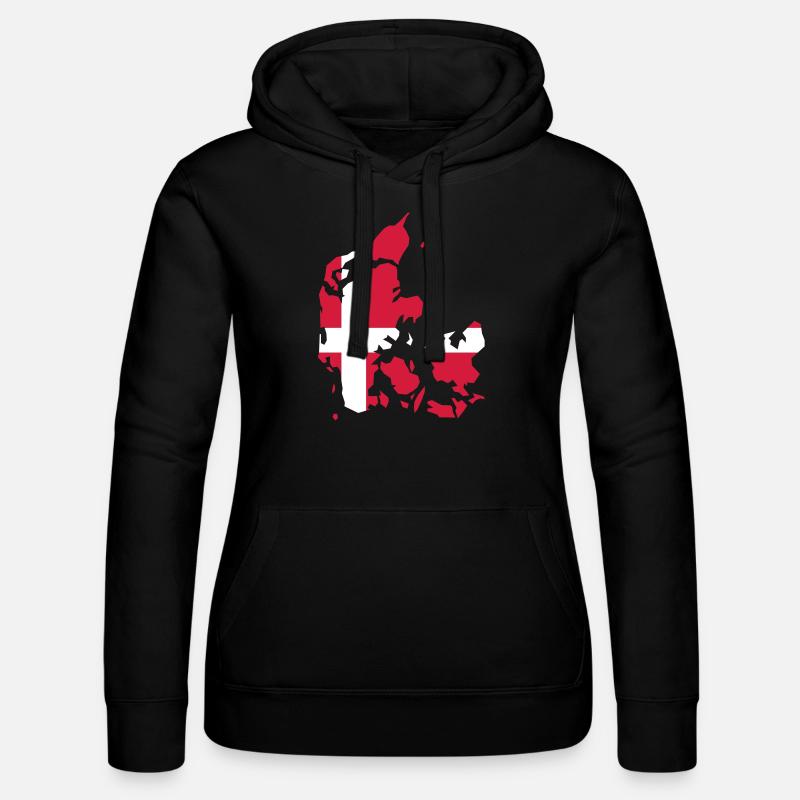 Danemark - drapeau - Sweat à capuche Russell Femme - noir