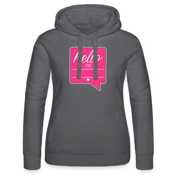 Bonjour je suis - votre nom - votre texte - baby - - Sweat à capuche Russell Femme - noir - Devant - Marisol (170cm)