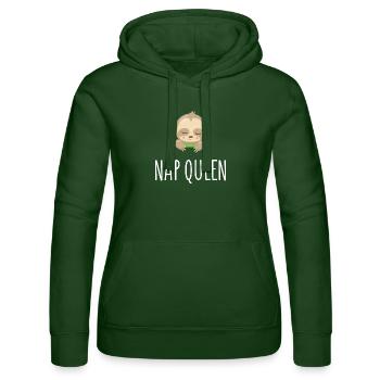 Nap Queen - Women’s Hooded Sweater by Russell - bottle green - Front - Liana (172cm)