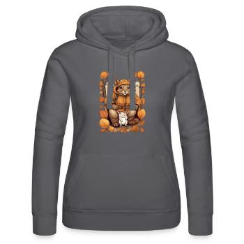 Süßes Eichhörnchen mit Maus - Frauen Kapuzen Sweater von Russell - Schwarz - Vorne - Marisol (170cm)