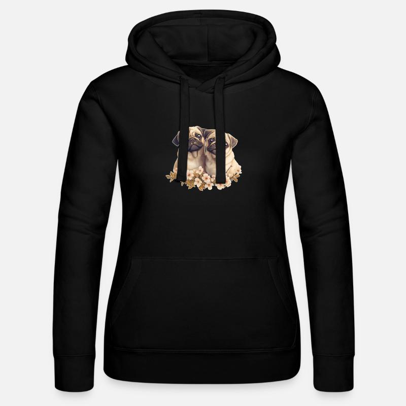 Mopspaar Mops - Frauen Kapuzen Sweater von Russell - Schwarz