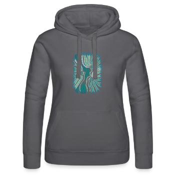 Floraison tropicale abstraite en sarcelle - Sweat à capuche Russell Femme - noir - Devant - Marisol (170cm)