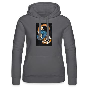 Starry Night Cats - Women’s Hooded Sweater by Russell - black - Front - Marisol (170cm)
