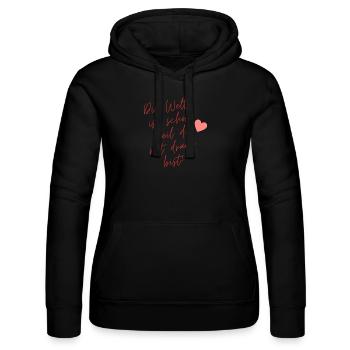 Die Welt ist schön weil du mit drauf bist! - Frauen Kapuzen Sweater von Russell - Schwarz - Vorne - Marisol (170cm)