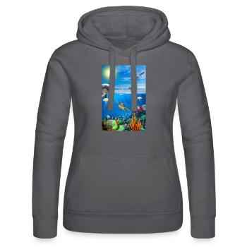 Récif sous l’eau - Sweat à capuche Russell Femme - noir - Devant - Marisol (170cm)