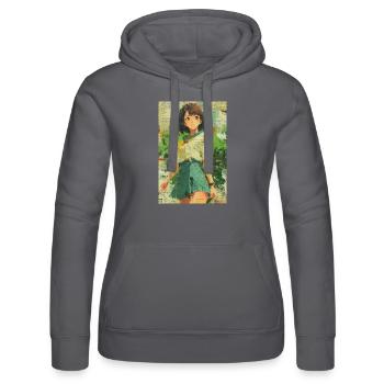 Texturierte Anime Mädchen Collage Kunst - Frauen Kapuzen Sweater von Russell - Schwarz - Vorne - Marisol (170cm)