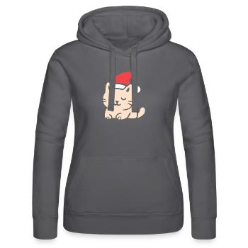 Süße Weihnachtskatze im Comfy Style - Frauen Kapuzen Sweater von Russell - Schwarz - Vorne - Marisol (170cm)