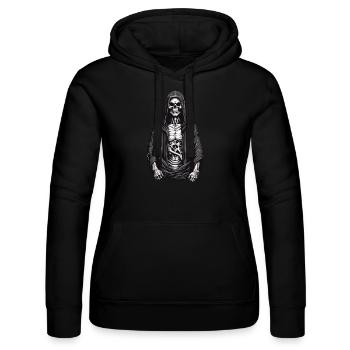 Halloween Sensenmann Skelett Schädel Design - Frauen Kapuzen Sweater von Russell - Schwarz - Vorne - Marisol (170cm)