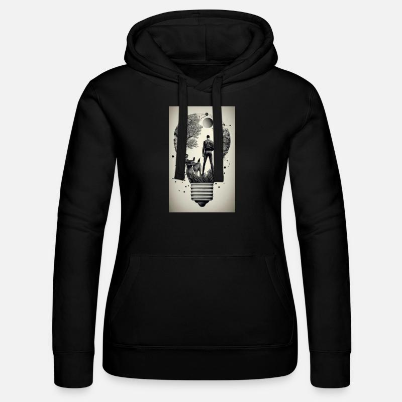 man inside a light bulb - Women’s Hooded Sweater by Russell - black