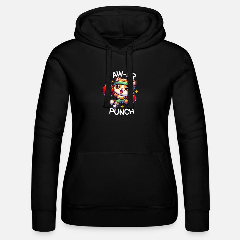Chat boxer - Sweat à capuche Russell Femme - noir