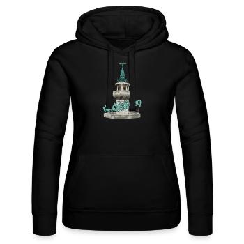 Kriegerbrunnen // Nördlingen // Illustration - Frauen Kapuzen Sweater von Russell - Schwarz - Vorne - Marisol (170cm)