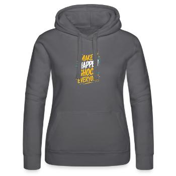 Motivierendes Zitat "Make it happen" - Frauen Kapuzen Sweater von Russell - Schwarz - Vorne - Marisol (170cm)