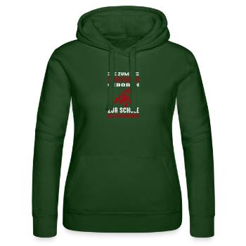 Zum Quad Fahren Geboren Zur Schule Gezwungen - Frauen Kapuzen Sweater von Russell - Flaschengrün - Vorne - Liana (172cm)