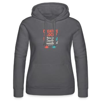 Kreative Denkweise, Künstlerhumor, Mehr Chaos - Frauen Kapuzen Sweater von Russell - Schwarz - Vorne - Marisol (170cm)