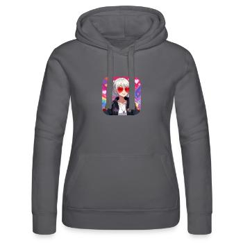 Cooles Girl mit Herzchen Sonnenbrille - Frauen Kapuzen Sweater von Russell - Schwarz - Vorne - Marisol (170cm)