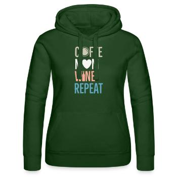 Coffee Mom Wine Repeat - Women’s Hooded Sweater by Russell - bottle green - Front - Liana (172cm)