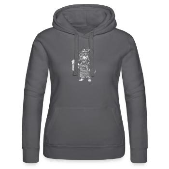 Dackel Lederhose Bier Bayern bayerisch Tracht   - Frauen Kapuzen Sweater von Russell - Schwarz - Vorne - Marisol (170cm)