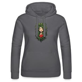 Herz Pflanzenliebe Tattoo Aesthetic Design - Frauen Kapuzen Sweater von Russell - Schwarz - Vorne - Marisol (170cm)