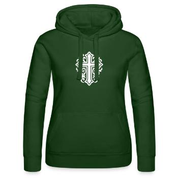 Symbole de croix chrétien - Sweat à capuche Russell Femme - vert bouteille - Devant - Liana (172cm)