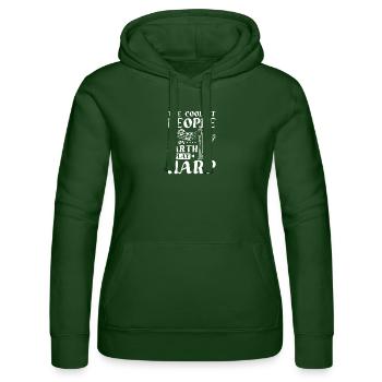 The coolest people on earth play harp - Women’s Hooded Sweater by Russell - bottle green - Front - Liana (172cm)