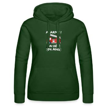 Feuerwehrauto zum 4-jährigen Jubiläum - Frauen Kapuzen Sweater von Russell - Flaschengrün - Vorne - Liana (172cm)
