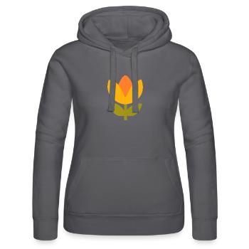 70er Jahre Blume gelb Muster Retro - Frauen Kapuzen Sweater von Russell - Schwarz - Vorne - Marisol (170cm)