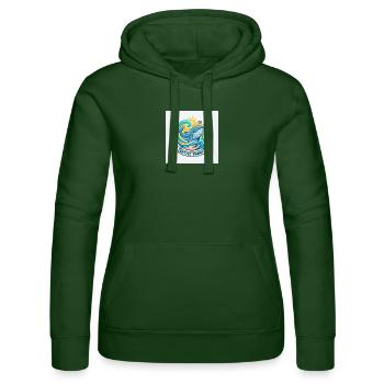 Rettet Timmy: Wale im Farbwellen - Frauen Kapuzen Sweater von Russell - Flaschengrün - Vorne - Liana (172cm)