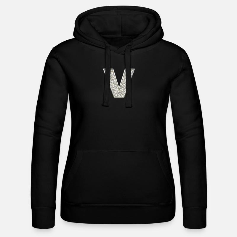 V, letter, initial, monogram, - Frauen Kapuzen Sweater von Russell - Schwarz